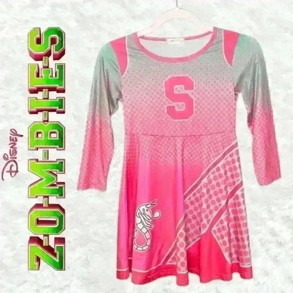 Zombies 2 Girls Size 8/10 Addison Cheerleading Dress Pink Green Costume - Picture 1 of 5